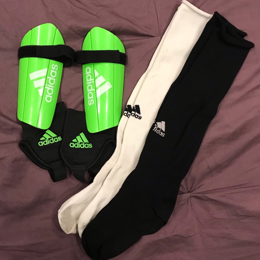 Adidas Youth soccer shin guards and socks